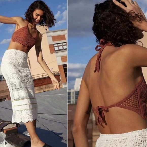 Free People Sydney Crochet Lace Bralette Canyon Sunset Boho Festival Top Sz L - Picture 2 of 6